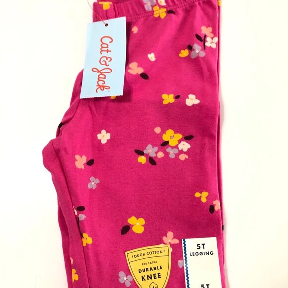 Pink Floral Leggings- 5T - Picture 2 of 4